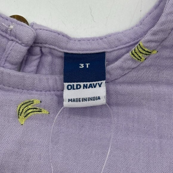 Old Navy Baby's Size 3T Purple Banana Short-Sleeve Ruffled Top & Shorts Set NWT - Picture 5 of 6